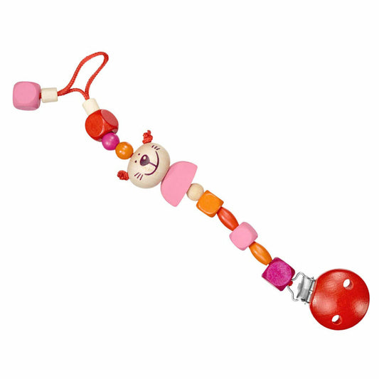 Selecta Spielzeug Kitti Katze Schnullerkette, Schnuller Kette, Babyspiel, Babyspielzeug, Holz, 21 cm, 61055