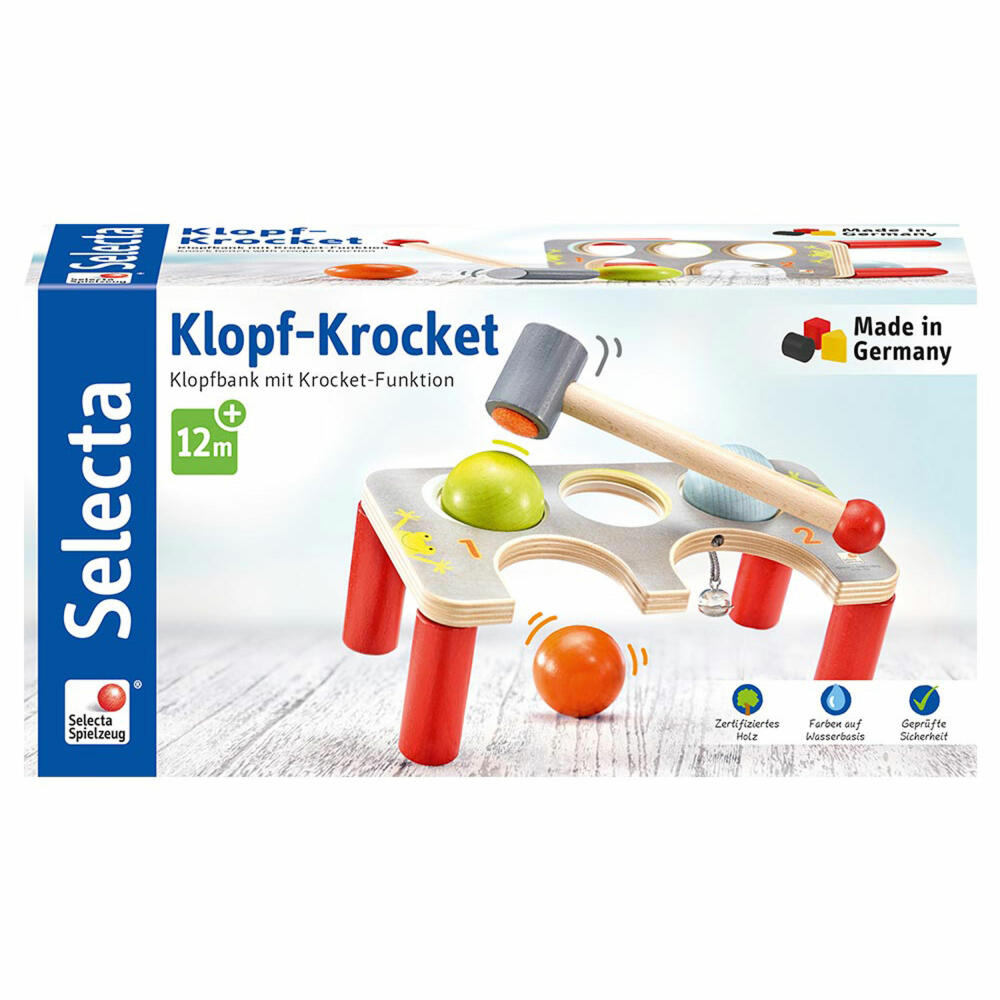 Selecta Toy Knocking Croquet, Knocking Game, Toddler Game, Toddler Toy, Wood, 22 cm, 62060