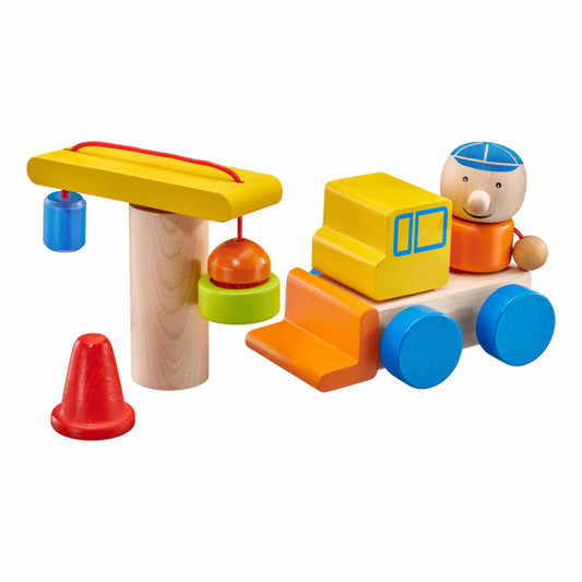 Selecta Klettini Baustelle Klett-Stapelspielzeug, 8-tlg., Stapel Spielzeug, Bauen, Holz, 62075