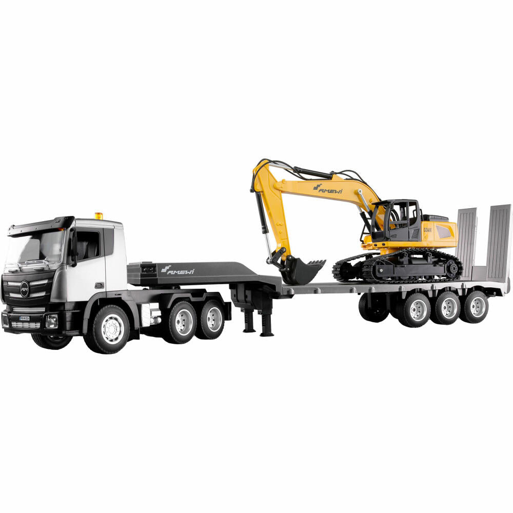AMEWI RC 2,4GHz 2-in-1 Tieflader/Bagger-Set, 22673