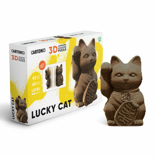 Cartonic 3D-Puzzle Lucky Cat, Glückskatze, Papp-3D-Bausatz, Pappe, 93 Teile, CARTLUCK
