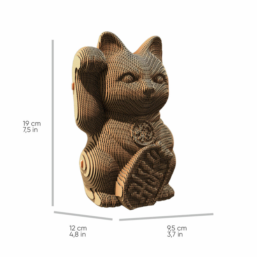 Cartonic 3D-Puzzle Lucky Cat, Glückskatze, Papp-3D-Bausatz, Pappe, 93 Teile, CARTLUCK