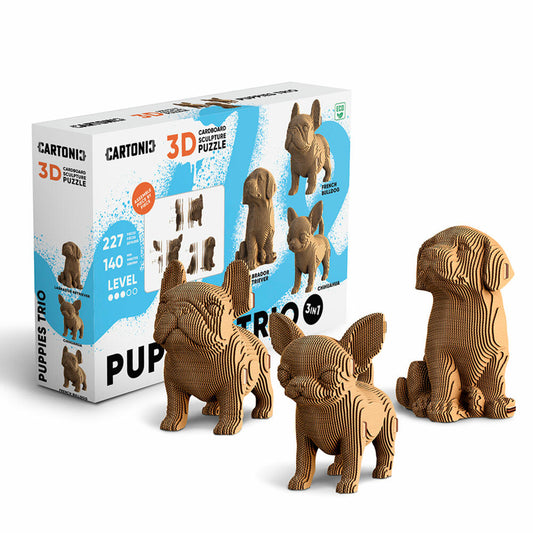 Cartonic 3D-Puzzle Puppies Trio, 3 Hunde, Papp-3D-Bausatz, Pappe, 227 Teile, CARTPUPPIES