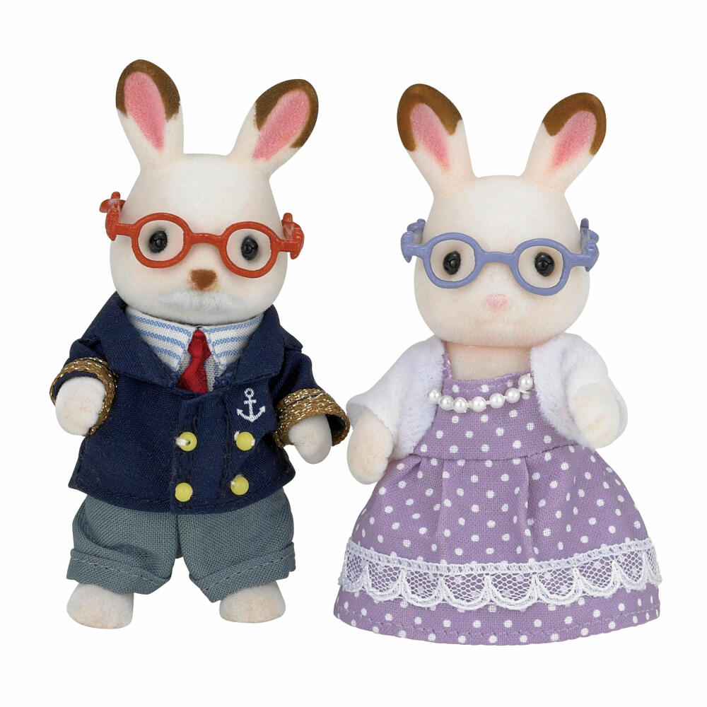Sylvanian Families Chocolate Bunny Grandparents, Family, Toy Figure, Play Figure, Grandma, Grandpa, Bunny, 5190