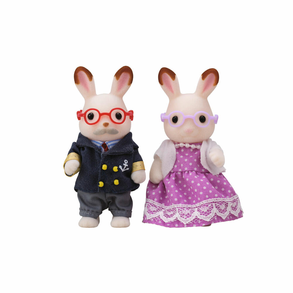Sylvanian Families Chocolate Bunny Grandparents, Family, Toy Figure, Play Figure, Grandma, Grandpa, Bunny, 5190