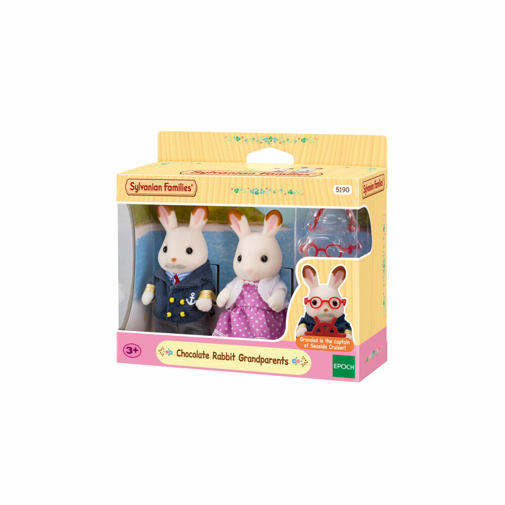 Sylvanian Families Chocolate Bunny Grandparents, Family, Toy Figure, Play Figure, Grandma, Grandpa, Bunny, 5190