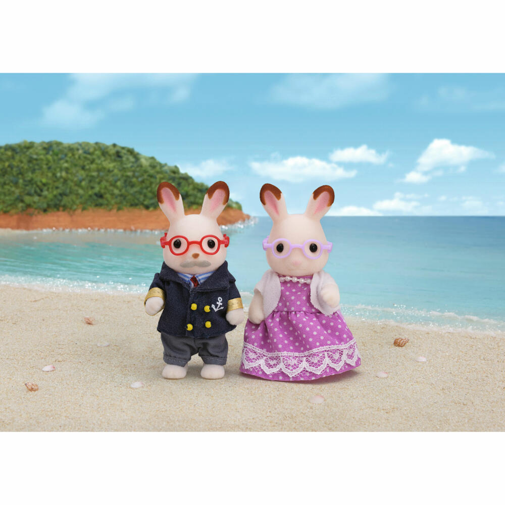 Sylvanian Families Chocolate Bunny Grandparents, Family, Toy Figure, Play Figure, Grandma, Grandpa, Bunny, 5190