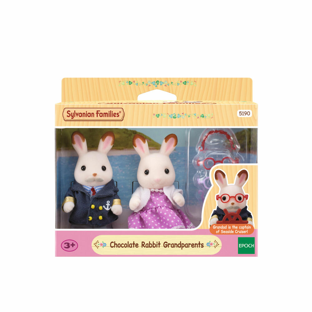 Sylvanian Families Chocolate Bunny Grandparents, Family, Toy Figure, Play Figure, Grandma, Grandpa, Bunny, 5190