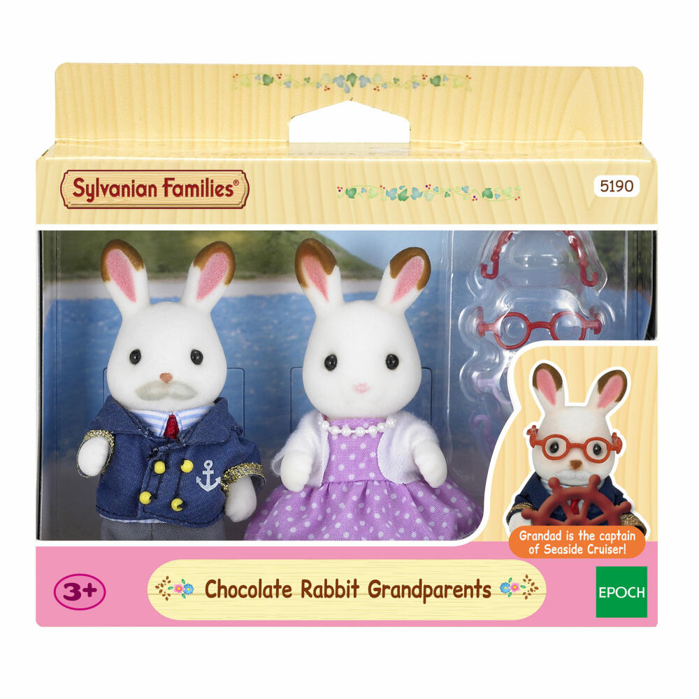 Sylvanian Families Chocolate Bunny Grandparents, Family, Toy Figure, Play Figure, Grandma, Grandpa, Bunny, 5190