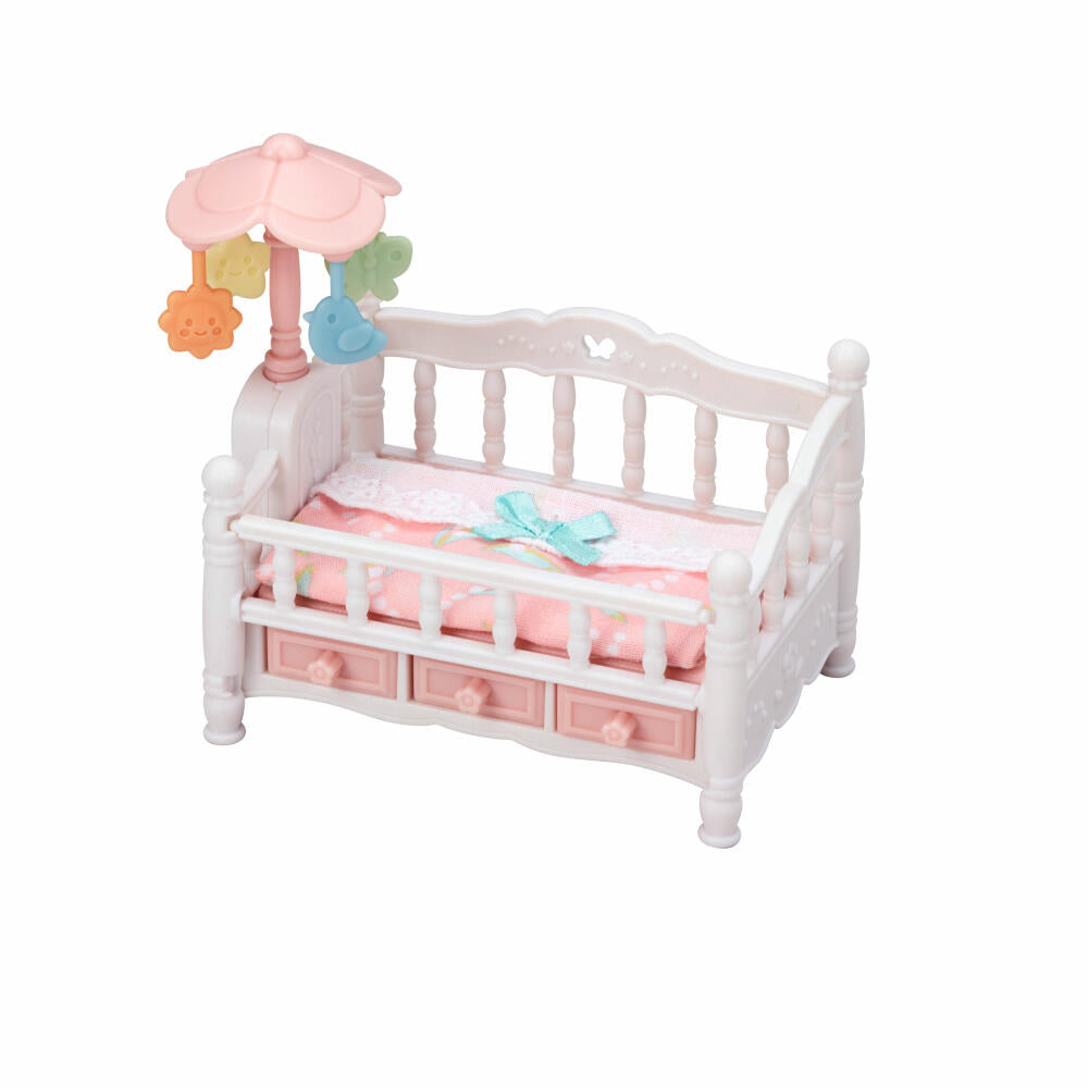 Sylvanian Families Babybett mit Mobile, Spielset, Möbel, Bett, Spielzeug, Kinder, 5534