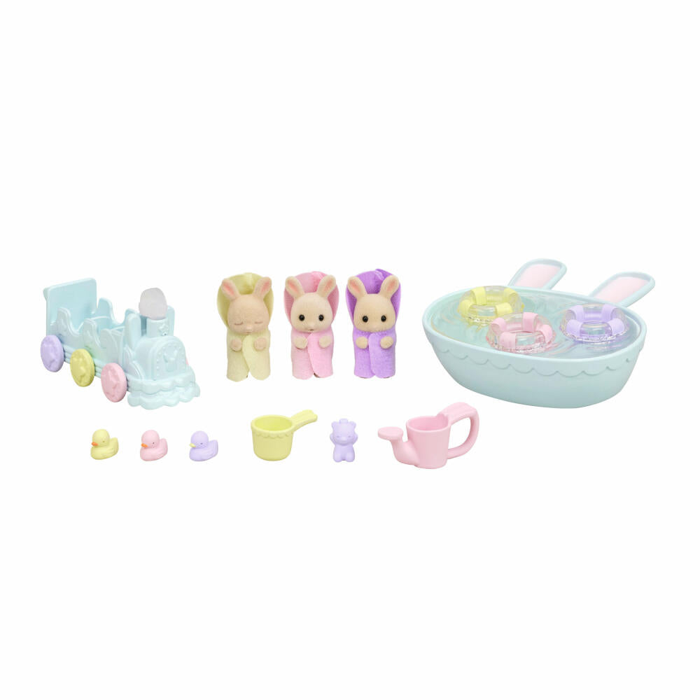 Sylvanian Families Milchhasen Bade Spielset, Drillinge, Spielfiguren, Figur, Spielzeug, Kinder, 5707