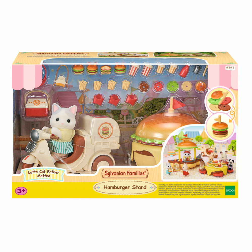 Sylvanian Families Mobiler Hamburger Imbiss mit Figur, Spielfigur, Spielzeug, Kinder, 5757