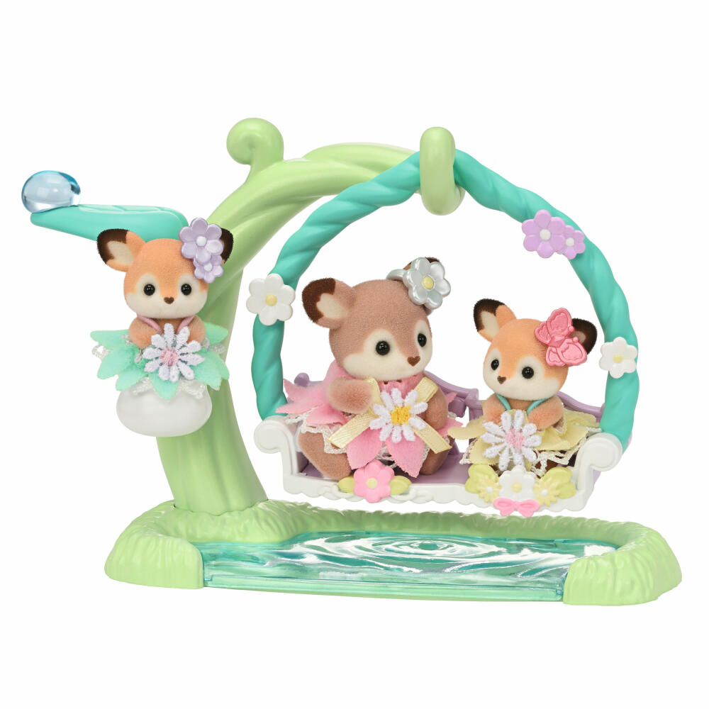 Sylvanian Families Reh Babys mit Blumenschaukel Spielset, Spielfiguren, Figur, Spielzeug, Kinder, 5801