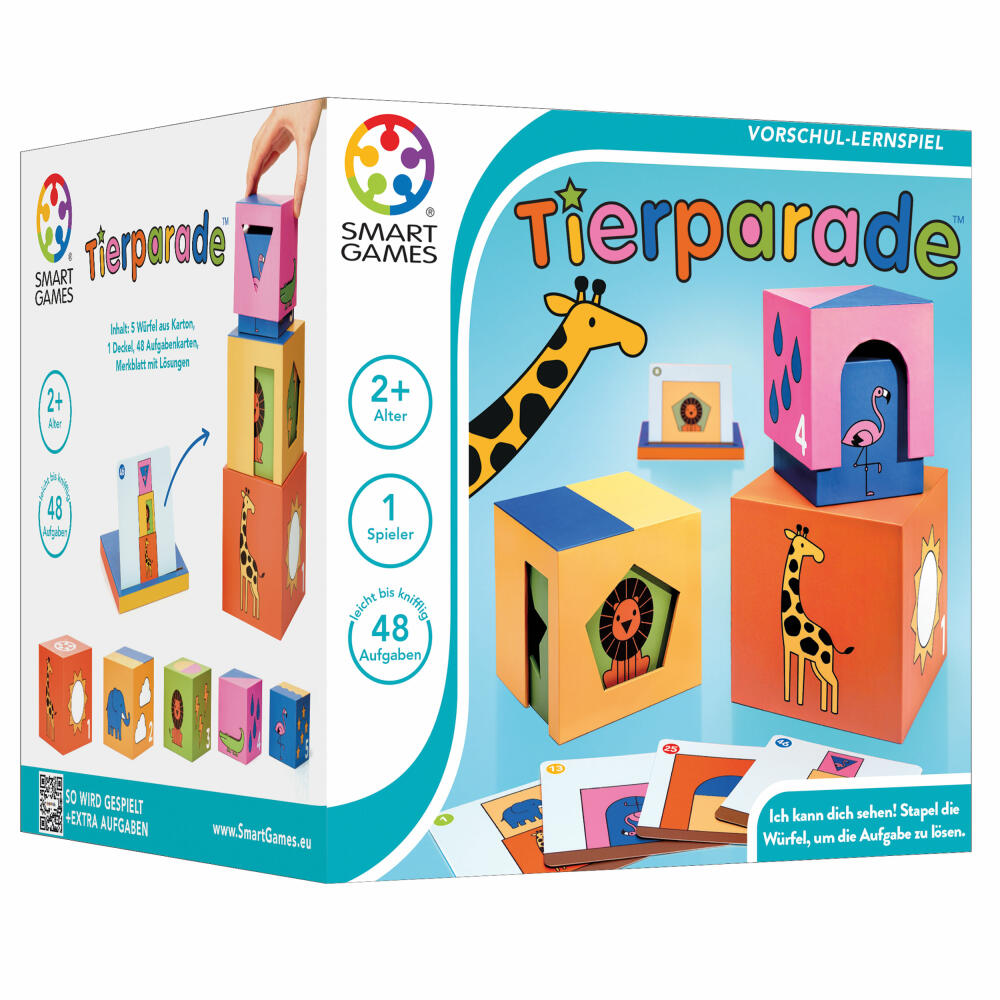Smart Games Tierparade, Peek-a-zoo, Kinderspiel, Logikspiel, Lernspiel, ab 2 Jahren, SG 041 DE