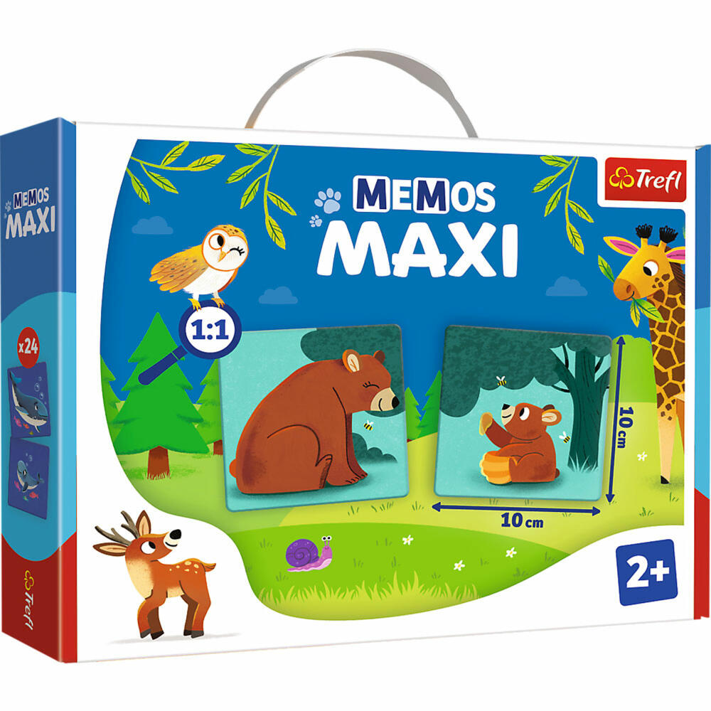 Trefl Maxi Memos Tiere und Tierkinder, Memospiel, Suchspiel, Kinderspiel, ab 2 Jahren, 02268