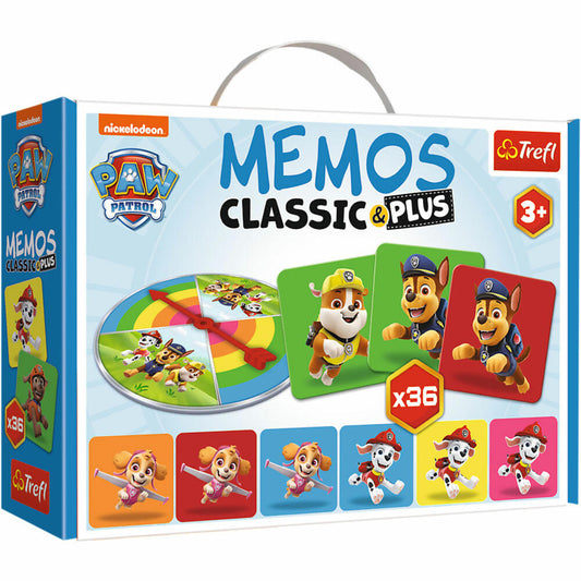 Trefl Memos Classic & Plus Paw Patrol, Memospiel, Kinderspiel, ab 3 Jahren, 02269