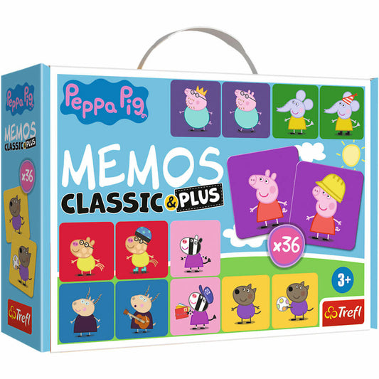 Trefl Memos Classic & Plus Peppa Pig, Memospiel, Kinderspiel, ab 3 Jahren, 02270