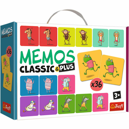 Trefl Memos Classic & Plus Tiere, Memospiel, Kinderspiel, ab 3 Jahren, 02271