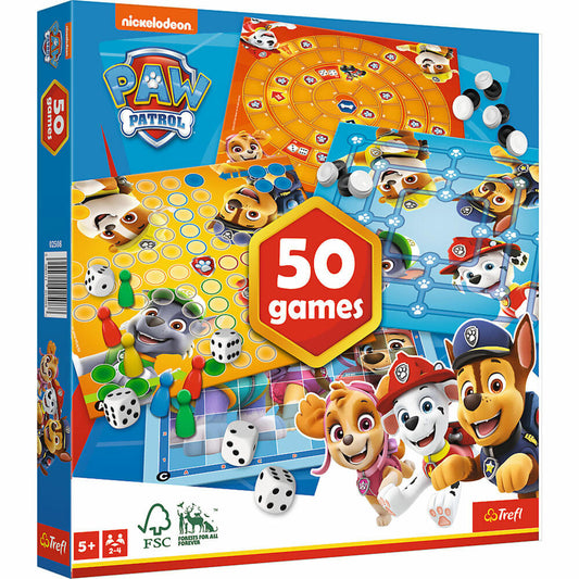 Trefl Spielesammlung Paw Patrol Deutsche Version, 50 Spielmöglichkeiten, Brettspiele, ab 5 Jahren, 02508