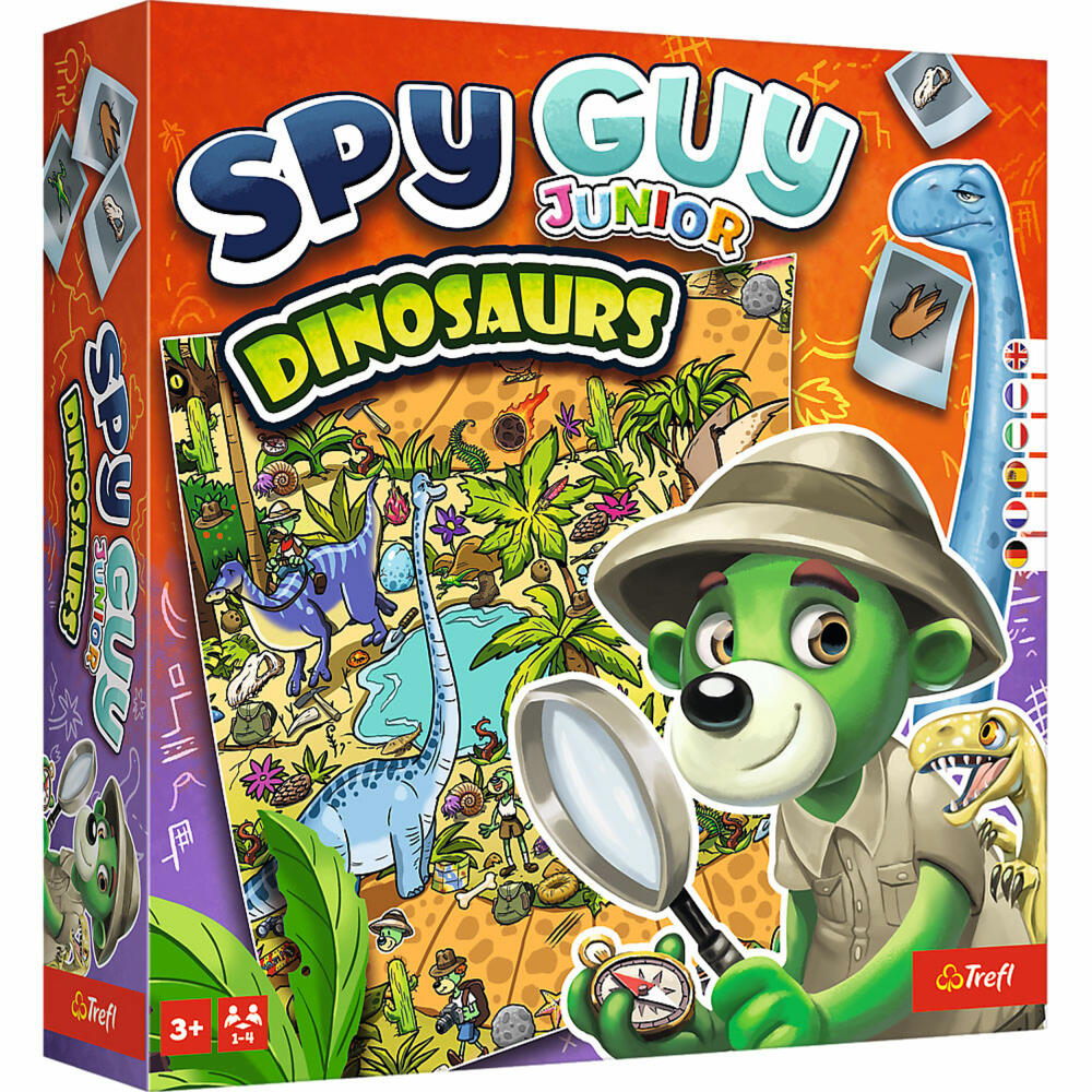 Trefl Spy Guy Junior Dinosaurs, Kooperatives Familienspiel, Brettspiel, Deutsche Version, ab 3 Jahren, 02684
