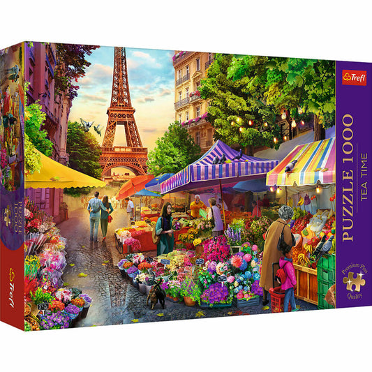 Trefl Puzzle Tea Time Blumenmarkt Paris, 1000 Teile, 68 x 48 cm, 10799