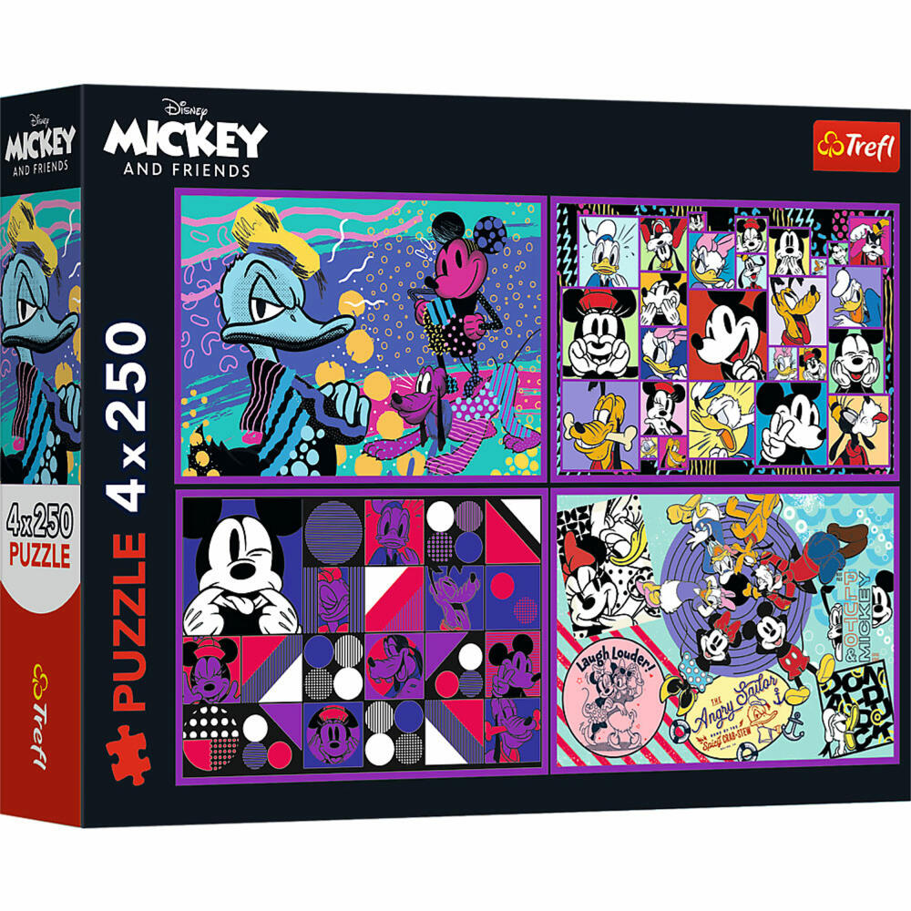 Trefl Puzzle Disney Micky Maus, Kinderpuzzle, Kinder, 4 x 250 Teile, 32 x 24 cm, 13308