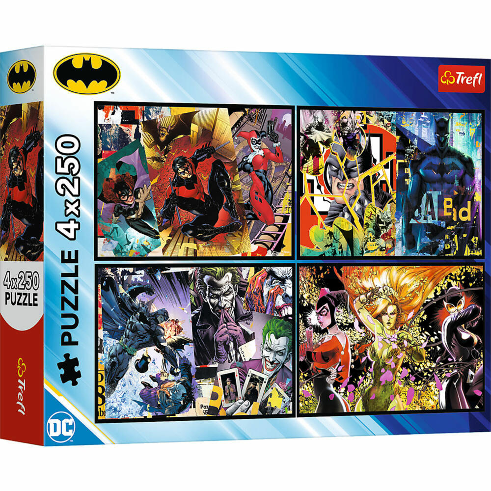 Trefl Puzzle Warner Batman, Kinderpuzzle, Kinder, 4 x 250 Teile, 32 x 24 cm, 13310