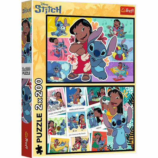 Trefl Puzzle Lilo & Stitch, Kinderpuzzle, 2 x 200 Teile, 41 x 27.5 cm, 13334