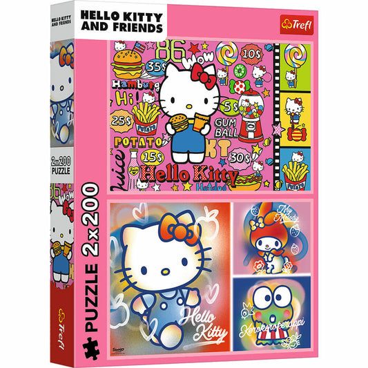 Trefl Puzzle Hello Kitty, Kinderpuzzle, 2 x 200 Teile, 41 x 27.5 cm, 13336
