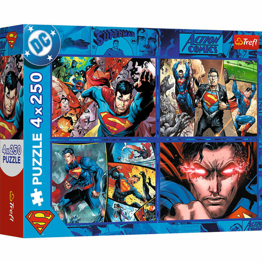 Trefl Puzzle Superman, Kinderpuzzle, Kinder, 4 x 250 Teile, 32 x 24 cm, 13340