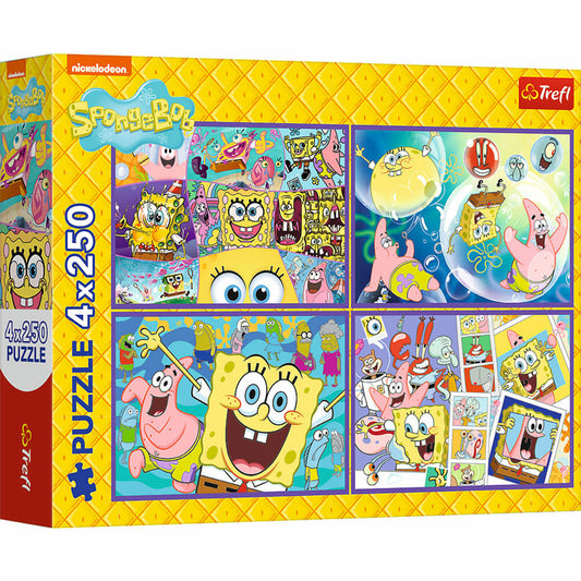 Trefl Puzzle Spongebob, Kinderpuzzle, Kinder, 4 x 250 Teile, 32 x 24 cm, 13342