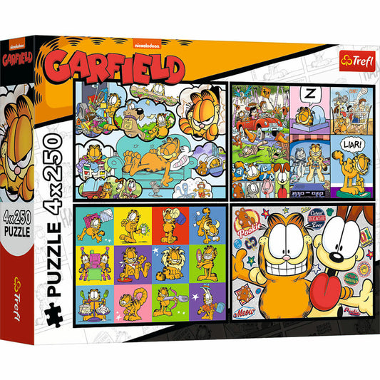 Trefl Puzzle Garfield, Kinderpuzzle, Kinder, 4 x 250 Teile, 32 x 24 cm, 13344