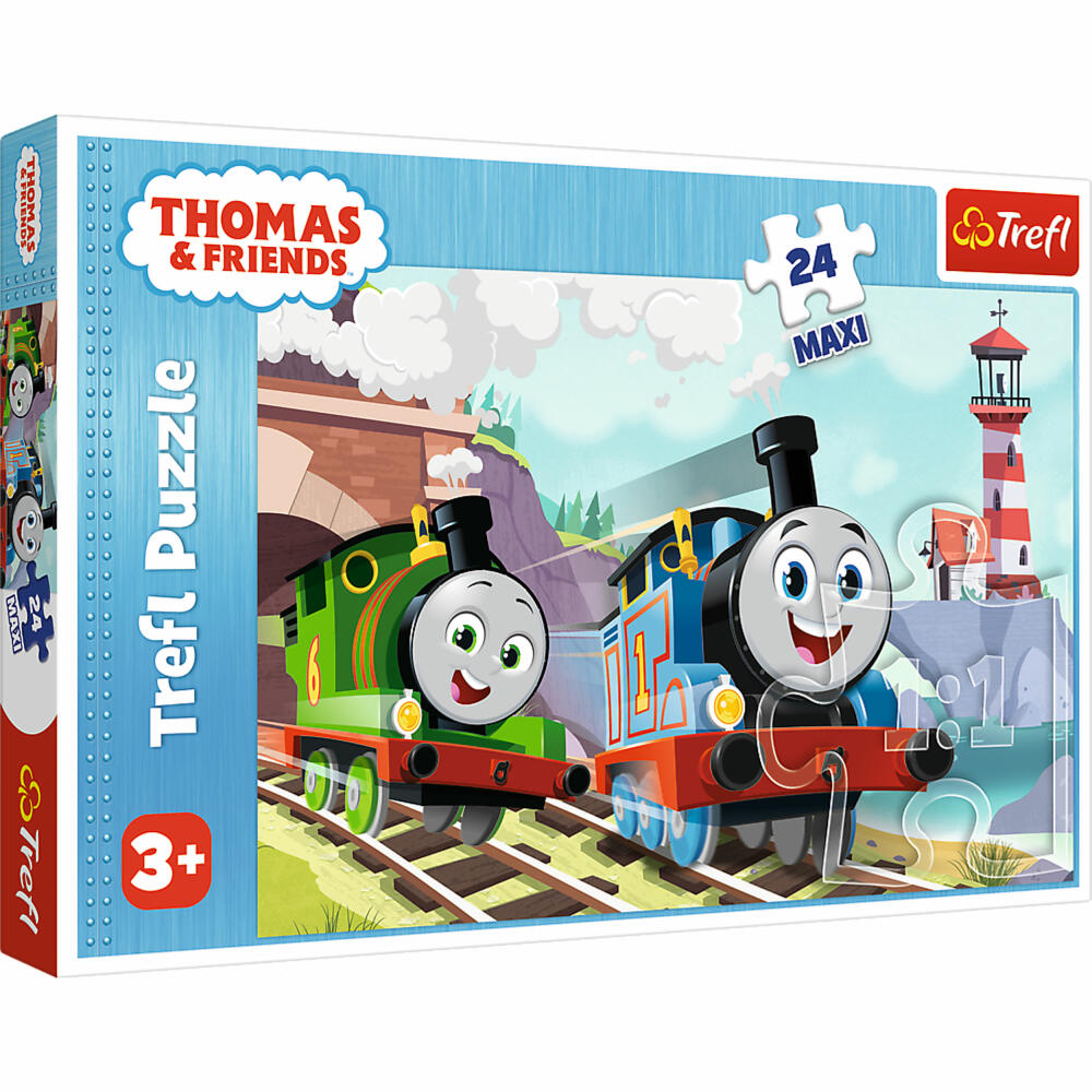 Trefl Maxi Puzzle Thomas die Lokomotive, Kinderpuzzle, 24 Teile, 60 x 40 cm, 14354