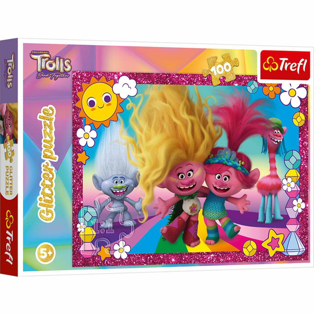 Trefl Glitter Puzzle Trolls, with glitter, 100 pieces, 48 ​​x 34 cm, 14829