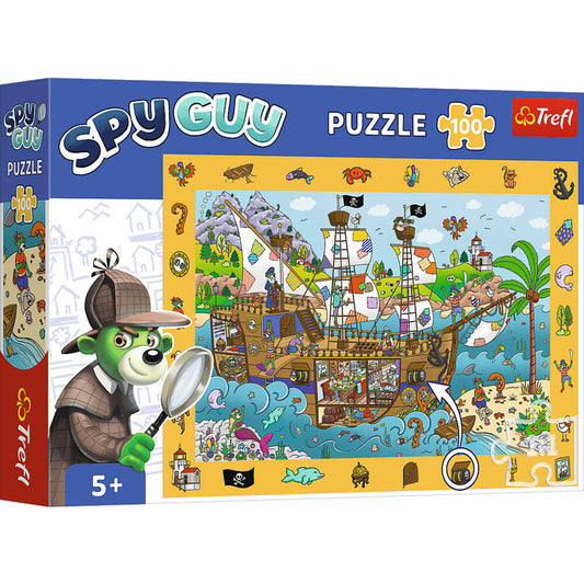 Trefl Puzzle Spy Guy - Piratenschiff, Kinderpuzzle, Kinder, 100 Teile, 48 x 34 cm, 15594