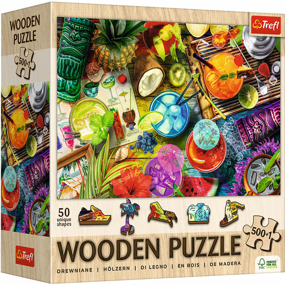 Trefl Holz Puzzle Bunte Cocktails, Holzpuzzle, 500 + 1 Teile, 37.5 x 25.4, 20215
