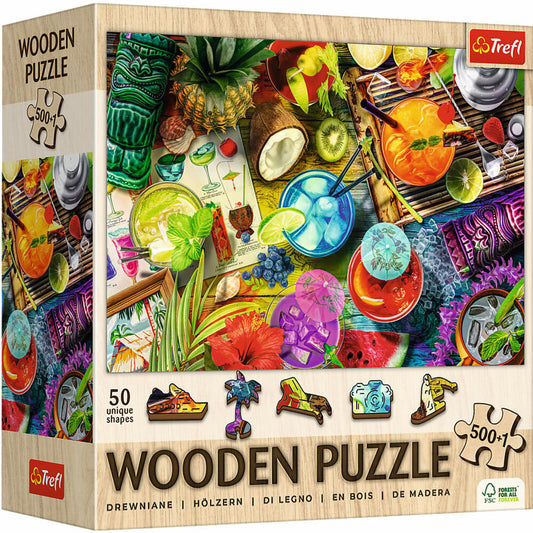 Trefl Holz Puzzle Bunte Cocktails, Holzpuzzle, 500 + 1 Teile, 37.5 x 25.4, 20215