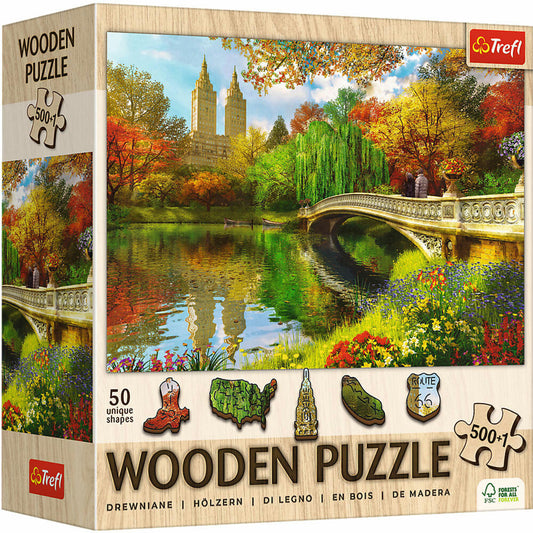 Trefl Holz Puzzle Central Park, Manhattan, New York, Holzpuzzle, 500 + 1 Teile, 37.5 x 25.4 cm, 20216