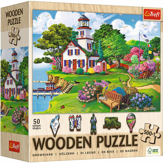Trefl Holz Puzzle Sommer Oase, Holzpuzzle, 500 + 1 Teile, 37.5 x 25.4, 20219