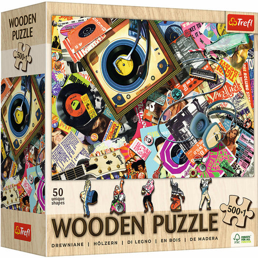 Trefl Holz Puzzle Die Welt der Musik, Holzpuzzle, 500 + 1 Teile, 37.5 x 25.4, 20221