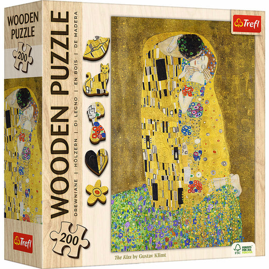 Trefl Holz Puzzle Der Kuss - Gustav Klimt, 200 Teile, 25.4 x 18.2 cm, 20247