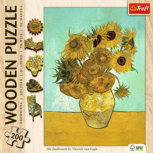 Trefl Holz Puzzle Sonnenblumen - Vincent van Gogh, 200 Teile, 25.4 x 18.2 cm, 20249