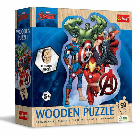 Trefl Holz Puzzle Junior - Avengers, Kinderpuzzle, Kinder, 50 Teile, 20256