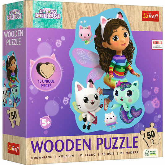 Trefl Holz Puzzle Junior - Gabbys Dollhouse, Kinderpuzzle, Kinder, 50 Teile, 20260