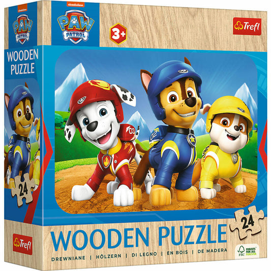 Trefl Holz Puzzle Junior - Paw Patrol Hundecrew, Kinderpuzzle, Kinder, 24 Teile, 20265