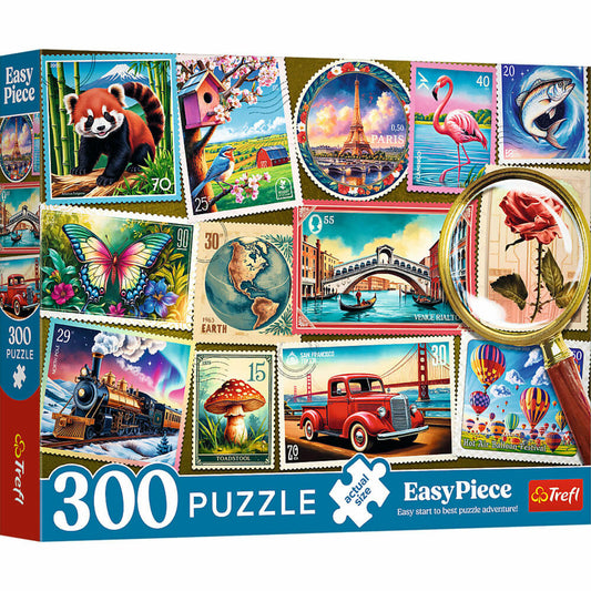 Trefl Easy Piece Puzzle Briefmarken, Kinderpuzzle, Kinder, 300 Teile, 60 x 40 cm, 23100