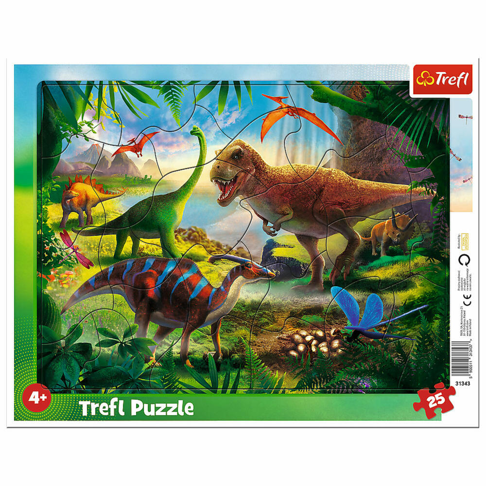 Trefl Rahmen-Puzzle Dinosaurier, Rahmenpuzzle, 25 Teile, 36.7 x 28.7 cm, 31343