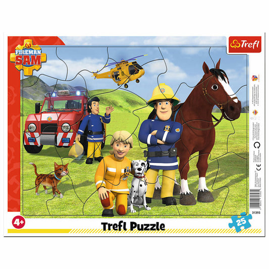 Trefl Rahmen-Puzzle Feuerwehrmann Sam, Rahmenpuzzle, 25 Teile, 36.7 x 28.7 cm, 31393