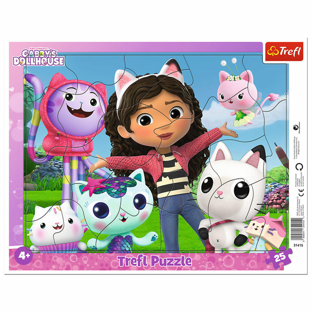 Trefl Rahmen-Puzzle Gabbys Dollhouse, Rahmenpuzzle, 25 Teile, 36.7 x 28.7 cm, 31415