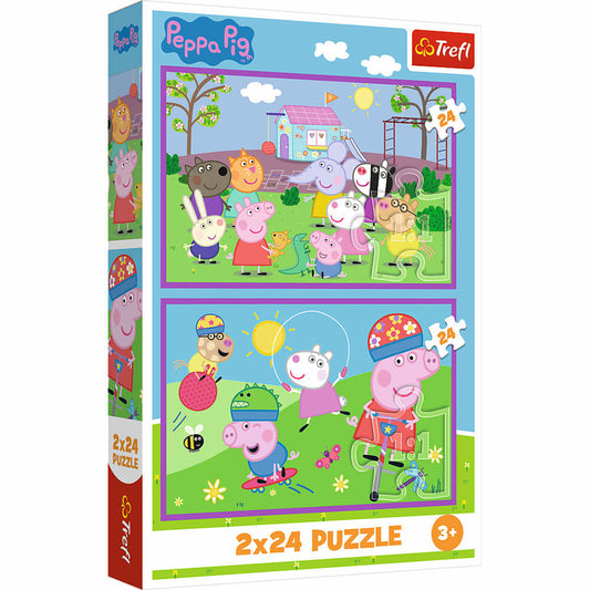 Trefl Puzzle Peppa Pig, Kinderpuzzle, Kinder, 2 x 24 Teile, 41 x 27.8 cm, 34435